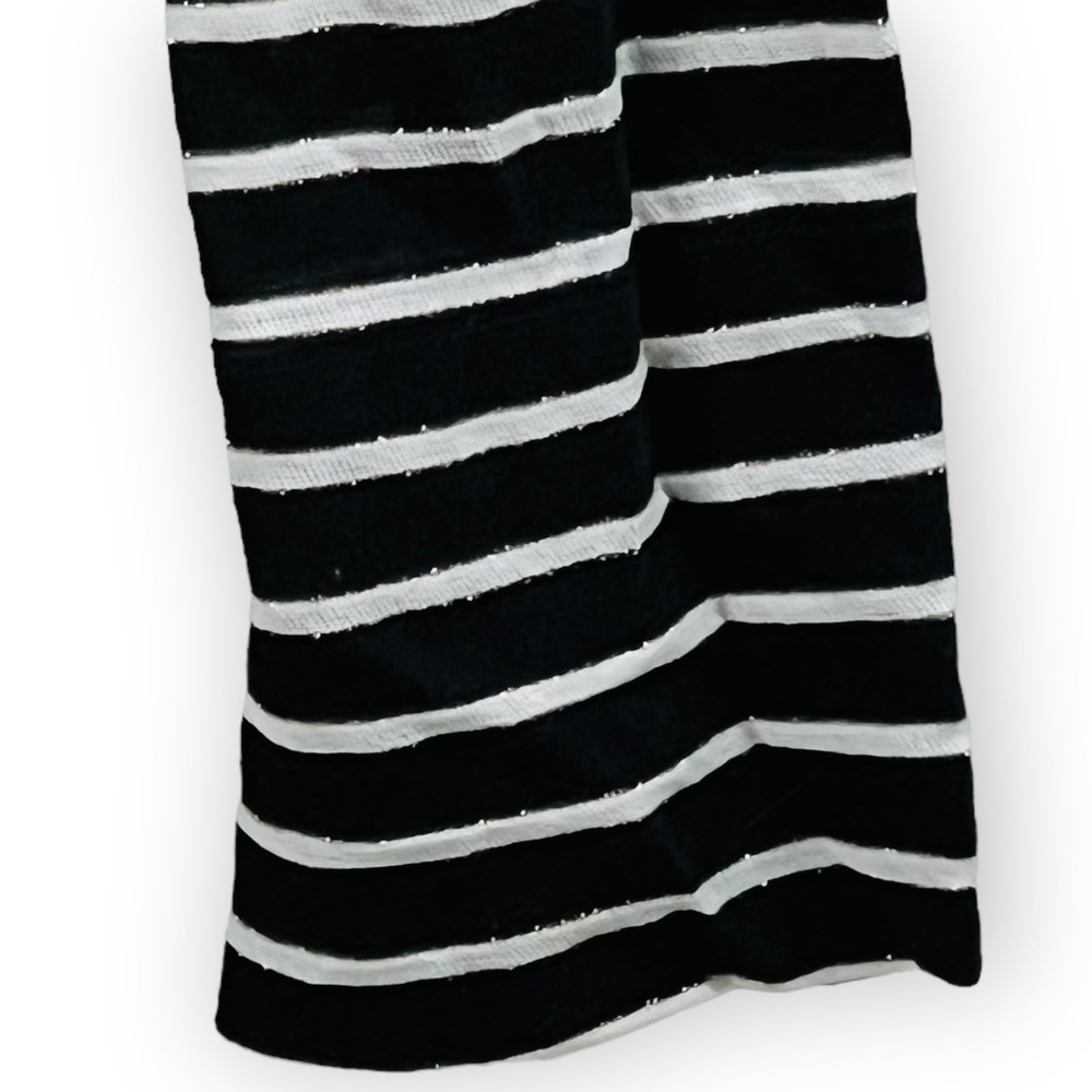Express Striped Turtleneck‎ Top S Black White Long Sleeve Gold Crest Y2K - Picture 5 of 10